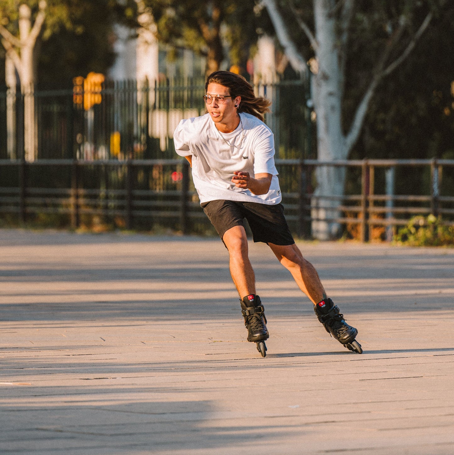 Skater enjoying casual rides on Flying Eagle SHRIKE Lite performance skates