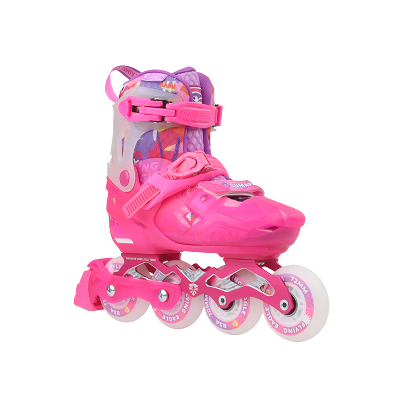 FlyingEagle LUMAFLY pink kid inline skates size-adjustable LED wheels EU 27-36