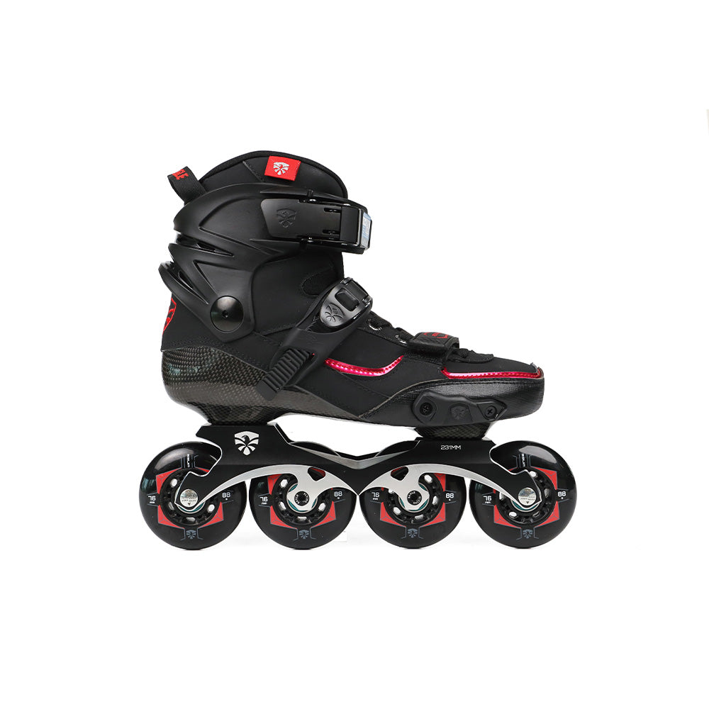 Black FlyingEagle DRIFT inline base switches easily between flat and rockered riding