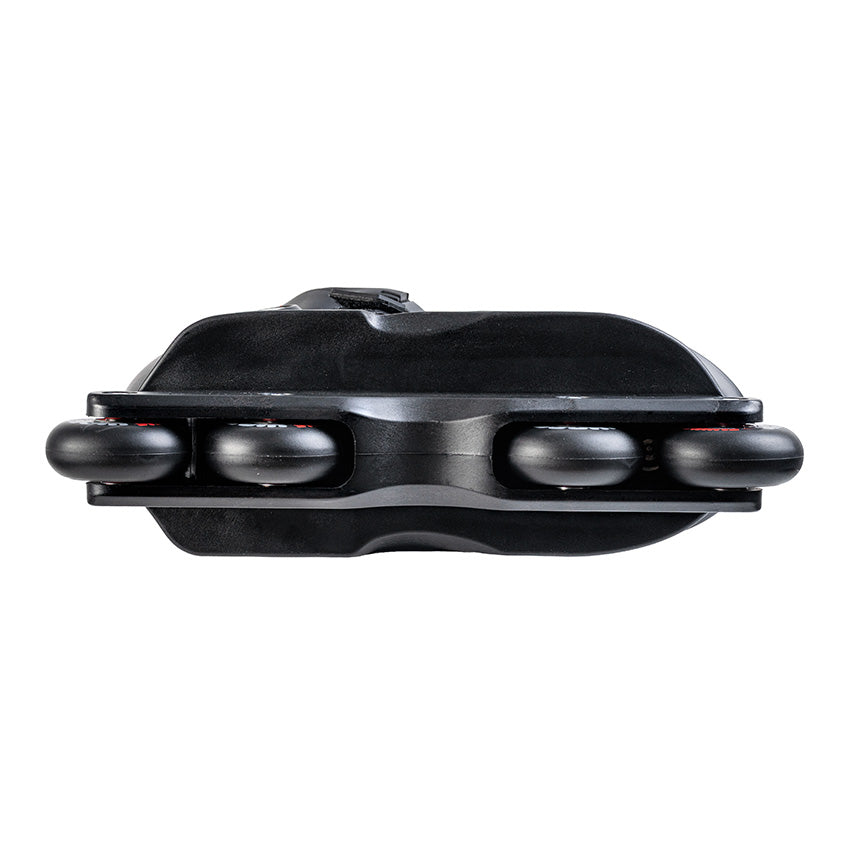 Bottom detail of FlyingEagle VIREO adjustable inline skates, frame and 90A wheels display