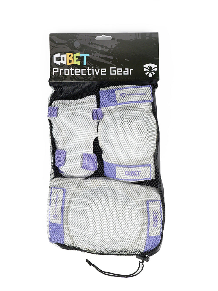 FlyingEagle COBET knee elbow wrist pads white purple, wear-resistant safety gear for multi extreme sports