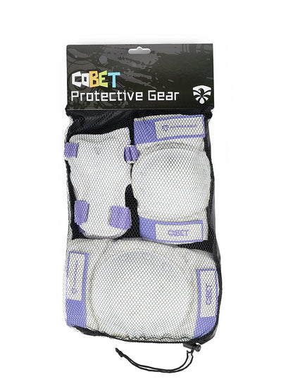 FlyingEagle COBET knee elbow wrist pads white purple, wear-resistant safety gear for multi extreme sports