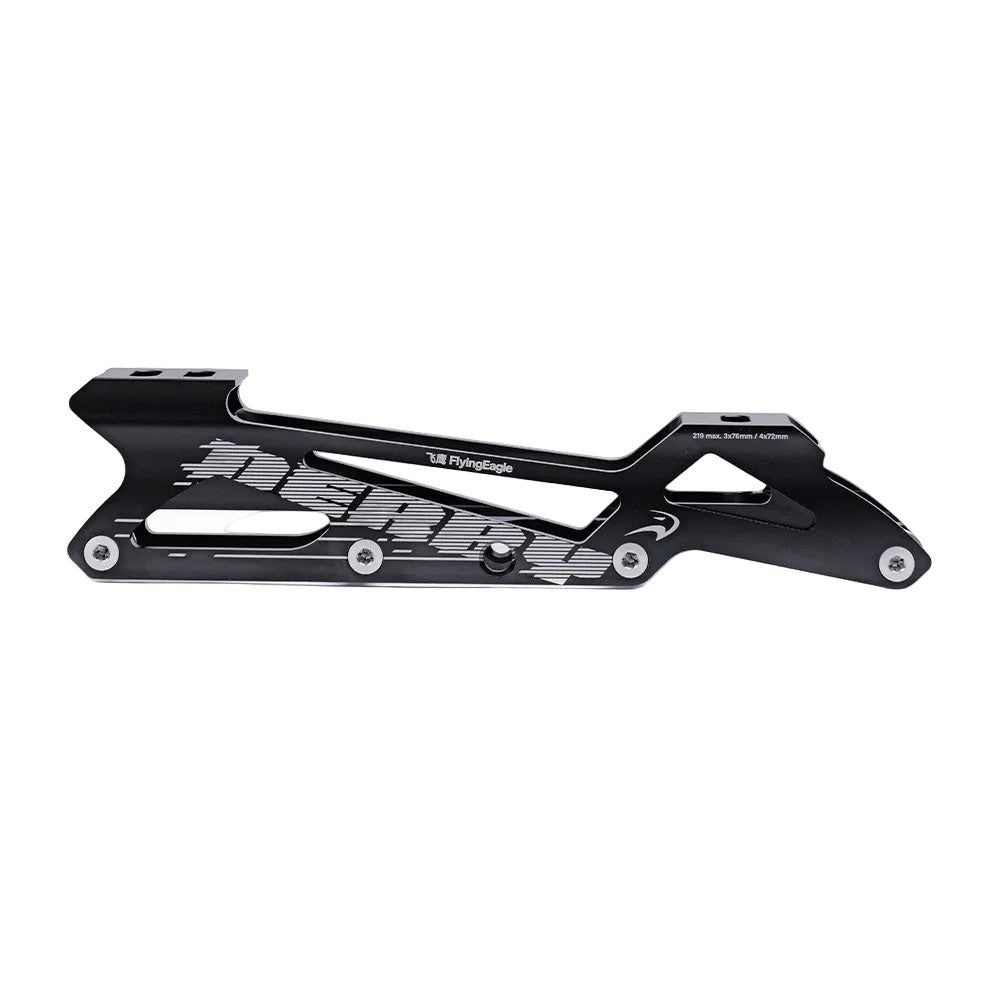FlyingEagle DERBY black frame, low-profile dual-setup for Inline Derby. Supports 3-wheel and 4-wheel, delivers speed, agility and great control.