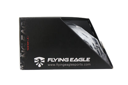 Obsidian white FlyingEagle RIDER JR helmet neatly packed inside retail packaging box
