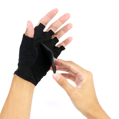 Professional inline skater equipped with protective black performance sports gloves