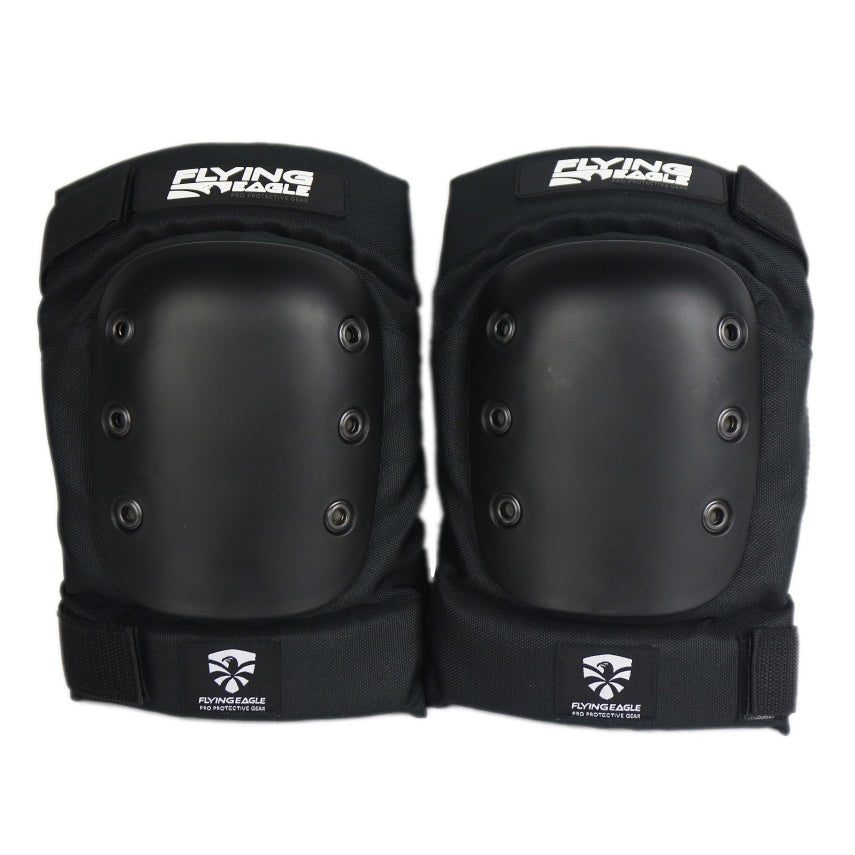 FlyingEagle SHIELD PRO black knee pads comfy elastic protective guards for roller skating sports