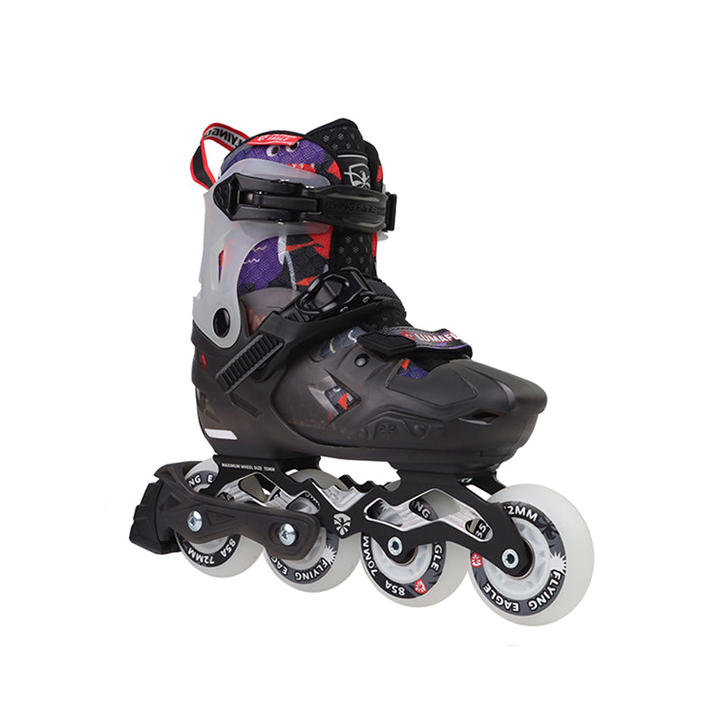FlyingEagle LUMAFLY black inline skates for kids ideal for advancing to freestyle skating