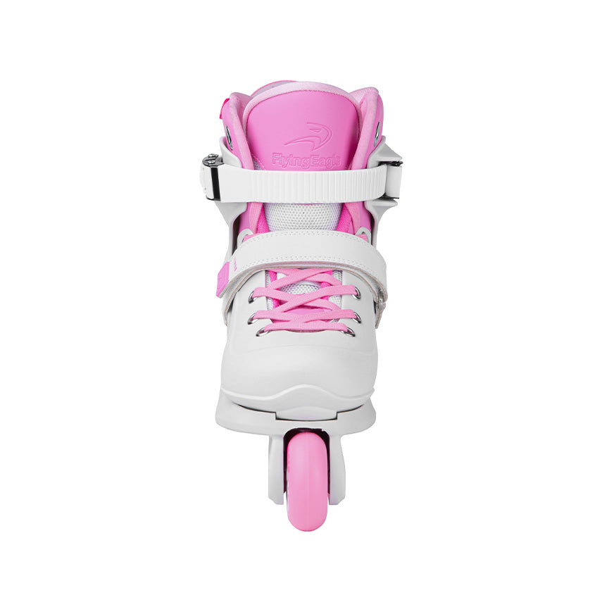 FlyingEagle VIREO pink aggressive size-adjustable skates, with loop strap detail