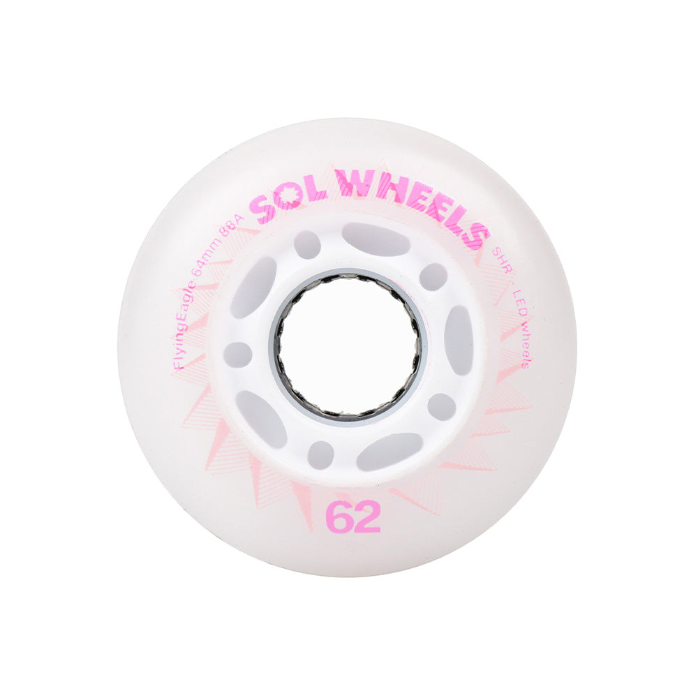 FlyingEagle SOL LED pink 88A high rebound PU roller skate wheels with self-powered glowing LED lights