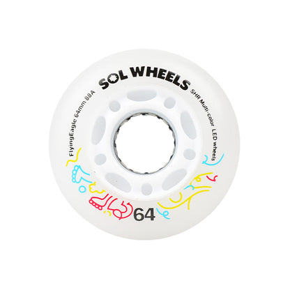 FlyingEagle SOL LED multicolor 64mm 88A PU wheels offering smooth riding for inline skating setups