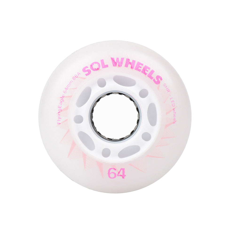 Luminous FlyingEagle SOL LED pink 88A PU skate wheels with self-generating LED lighting during sliding