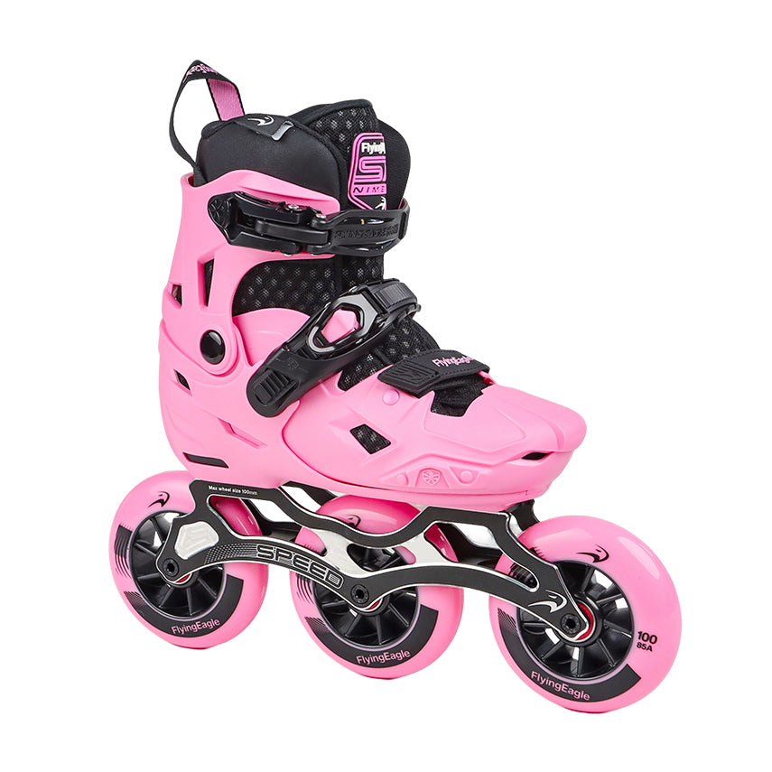 S7 SPEED PRO kids pink inline skates, adjustable sizing EU 27-39, wide fit growing feet