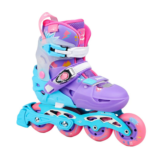 FlyingEagle S7 PRO NIMBU Children's inline skates purple and blue with hard boot and 4 wheels 