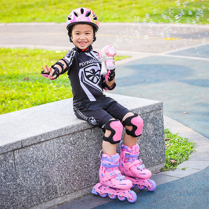 Young kid skating outdoors with FlyingEagle NACHT inline skates