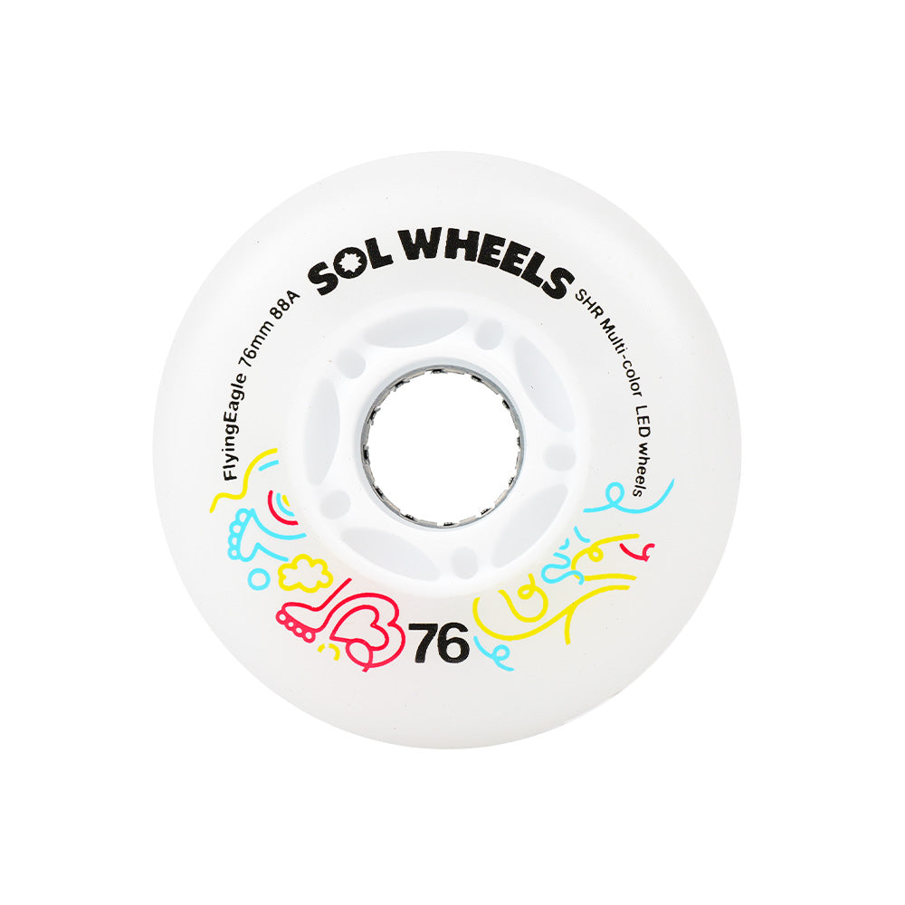 Color flash FlyingEagle SOL LED multicolor 88A high rebound milky PU wheels for street skating scenes