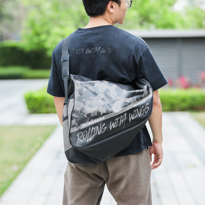 Skater carrying FlyingEagle CARRY BAG nylon shoulder bag outdoors