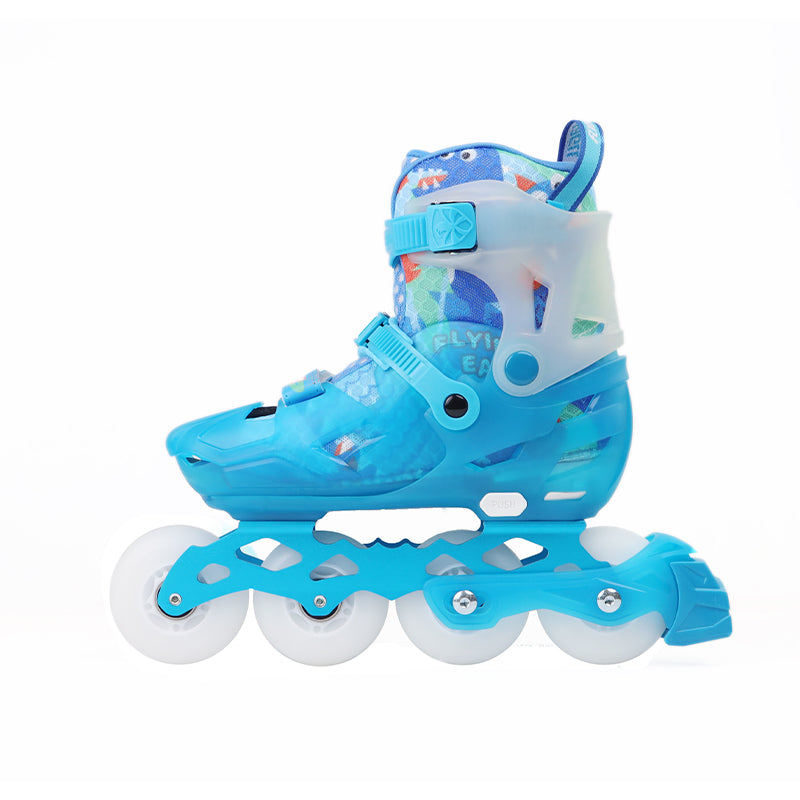 FlyingEagle LUMAFLY blue kid inline skates size-adjustable LED wheels EU 27-36