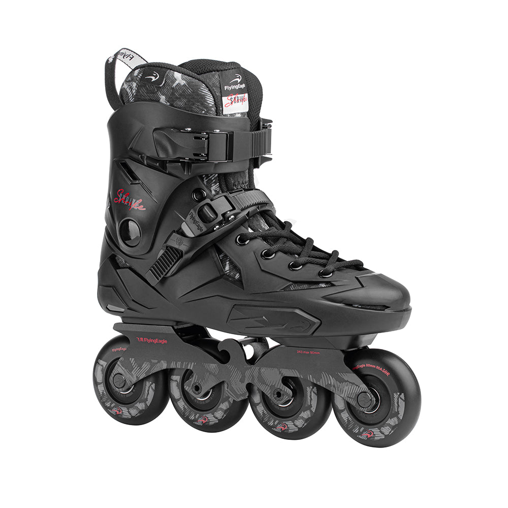 Flying Eagle SHRIKE black adult hard boot inline skates EU36-46 four wheels for urban flat fitness skating all skill levels