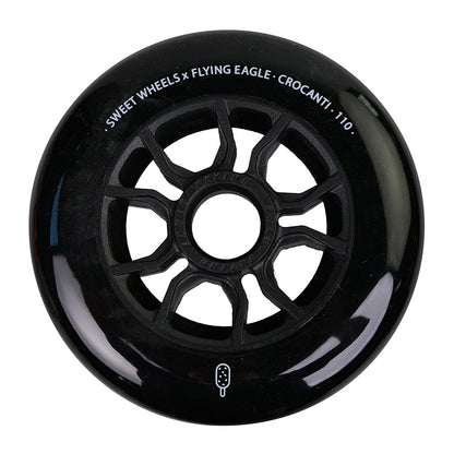 Flying Eagle x Sweet Wheels CROCANTI 110mm black shiny wheel rigid build effortless sliding for speed skating