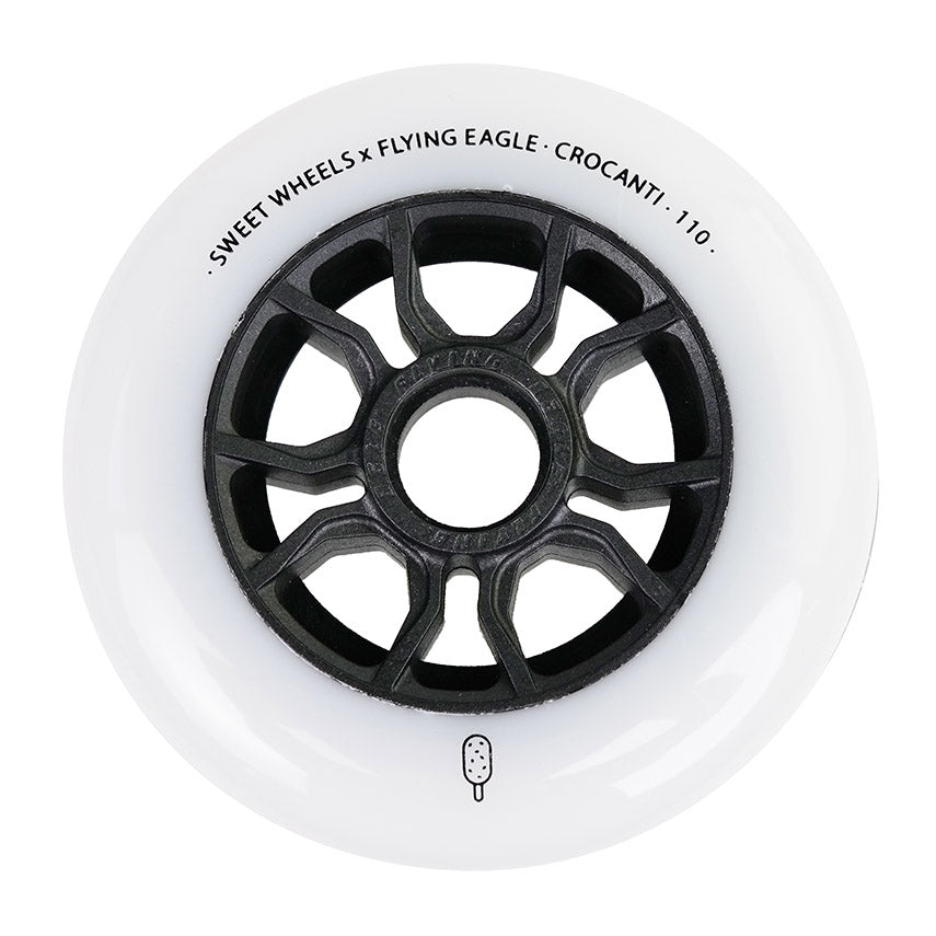 Flying Eagle x Sweet Wheels CROCANTI 110mm white shiny wheel sturdy rigid construction effortless sliding
