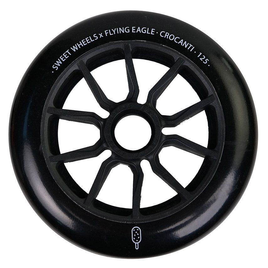 Flying Eagle Wheels CROCANTI ICE CREAM 125mm black shiny bullet PU wheel fast rolling high durability inline skate