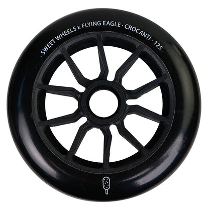 Flying Eagle Wheels CROCANTI ICE CREAM 125mm black shiny bullet PU wheel fast rolling high durability inline skate
