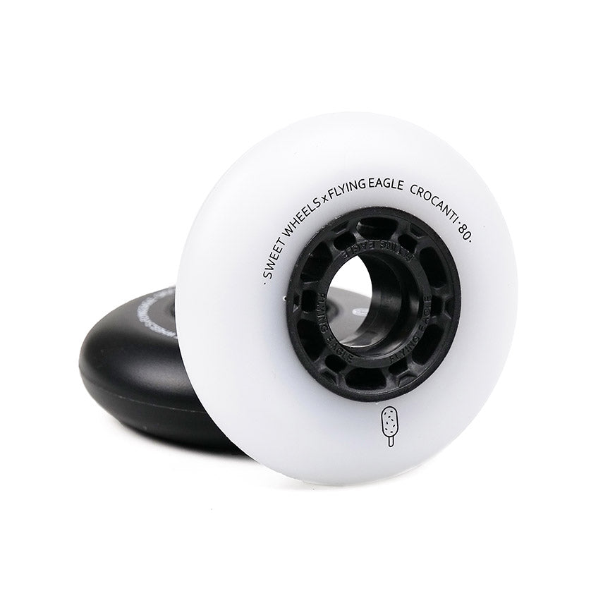 Flying Eagle Sweet Wheels CROCANTI ICE CREAM white bullet PU wheels fitted on speed skates fast rolling rigid support