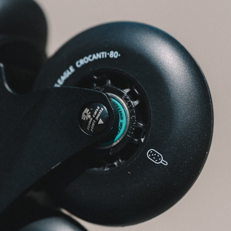 matte and shiny black Flying Eagle CROCANTI wheels stiff structure easy slide freeskate skateboard gear