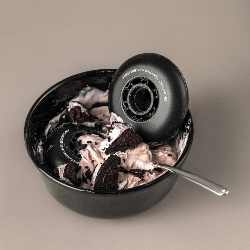 black CROCANTI ICE CREAM premium urethane wheels durable long wear for urban and speed inline skating