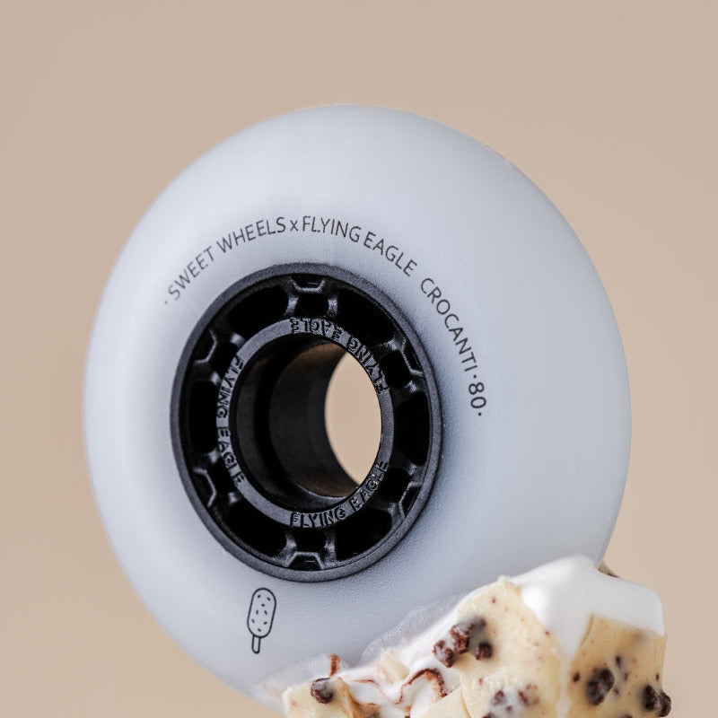 white CROCANTI ICE CREAM premium urethane wheels long durability smooth sliding street skating