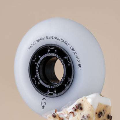 white CROCANTI ICE CREAM premium urethane wheels long durability smooth sliding street skating