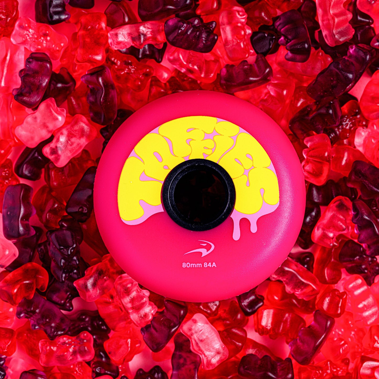 Pink FlyingEagle TAFFIES inline wheel, soft 84A formula, ideal for slalom skating and indoor training