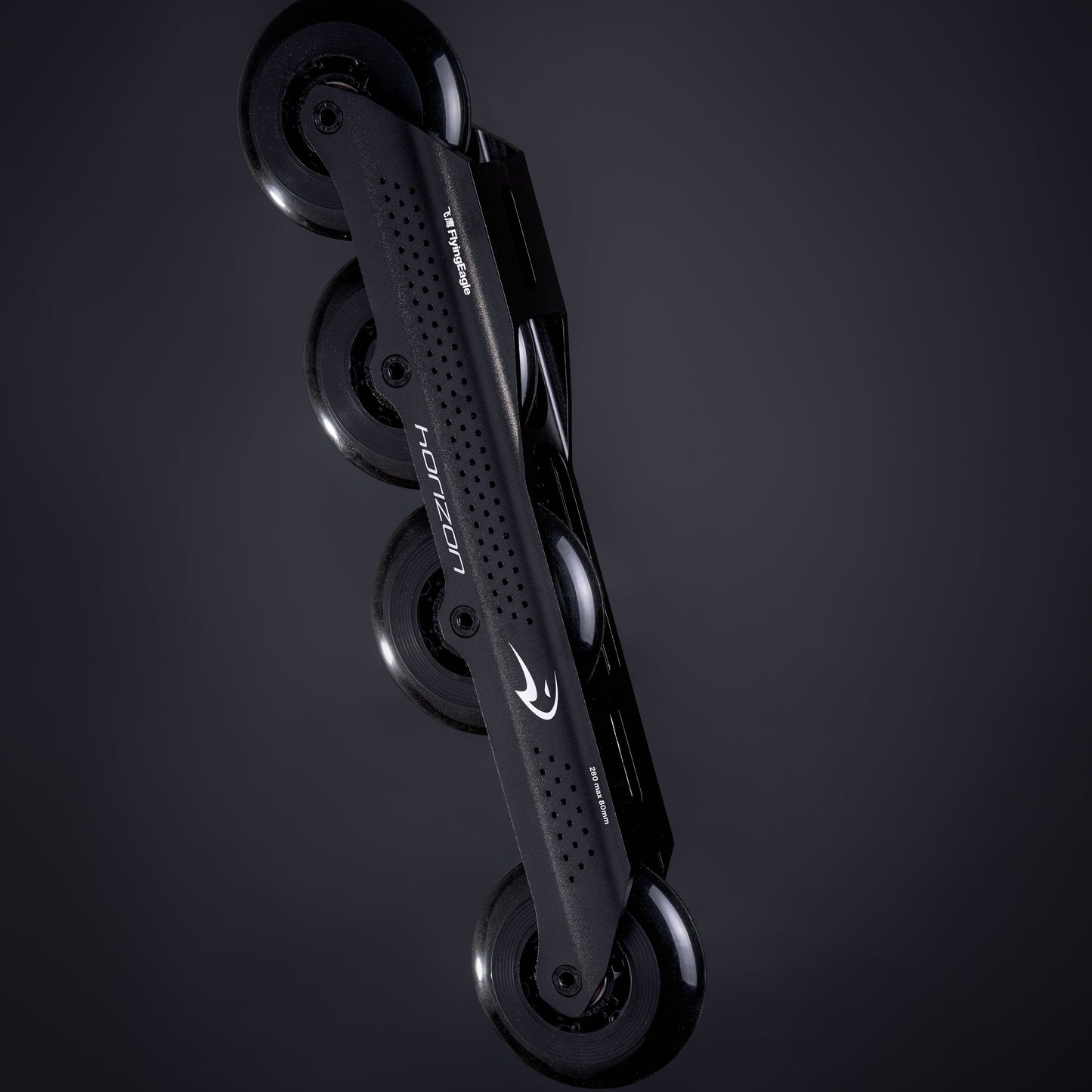 Black HORIZON L80 skate frame with unique geometry for stable performance and powerful strides