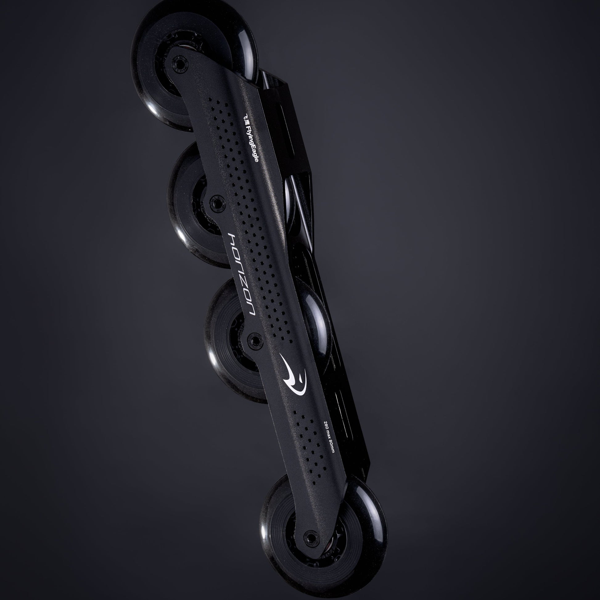 Black HORIZON L80 skate frame with unique geometry for stable performance and powerful strides