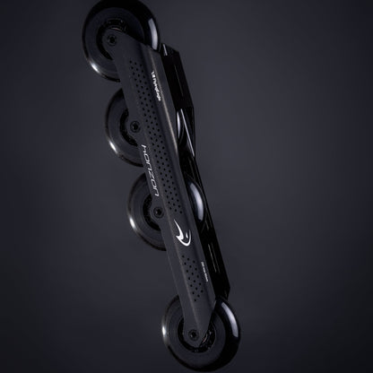 Black HORIZON L80 skate frame with unique geometry for stable performance and powerful strides