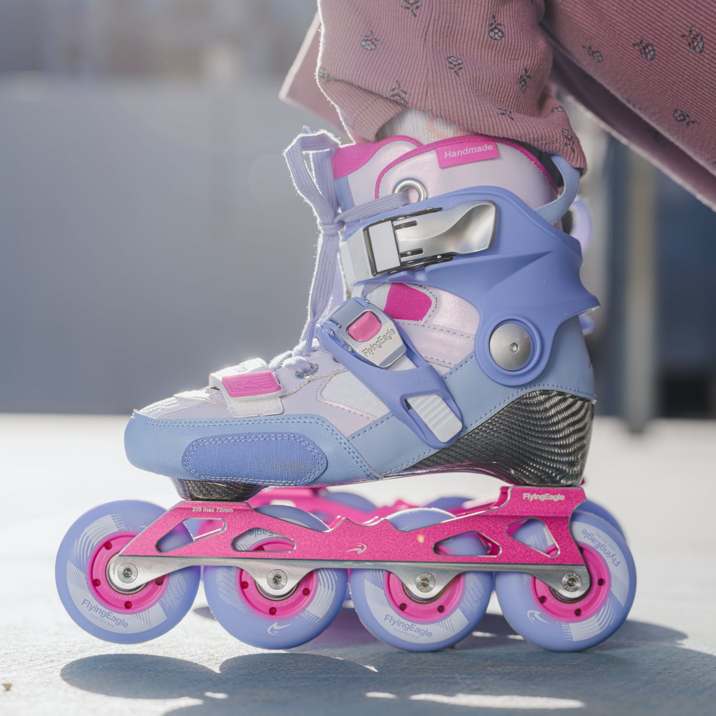 Child in comfortable FlyingEagle DRIFT Jr skates playing in park