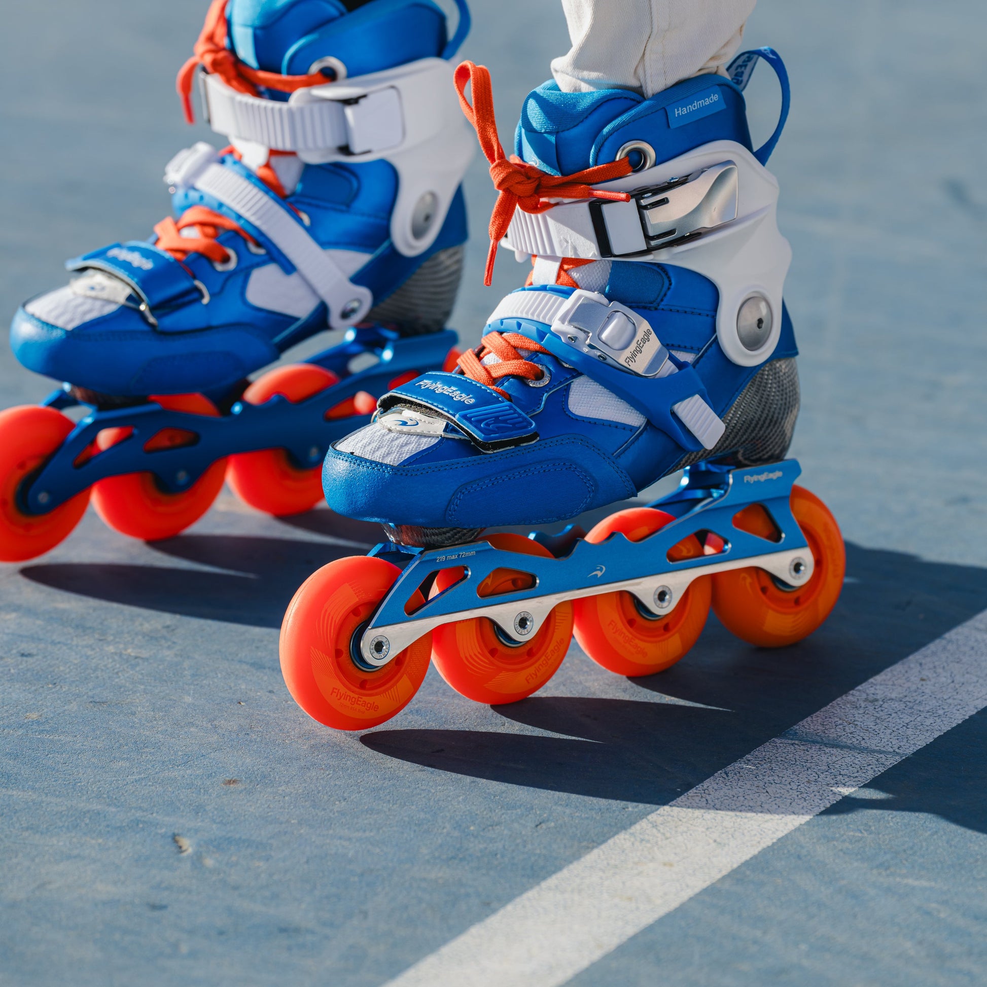 Little boyl wearing carbon shell kids skates for daily outdoor activity