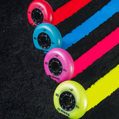 FlyingEagle SLIDERS skate wheels in blue pink red yellow, 90A 72/76/80mm for sliding and braking skating