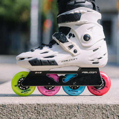 FlyingEagle inline skates equipped with SLIDERS 90A wheels, 72/76/80mm for sliding and braking training