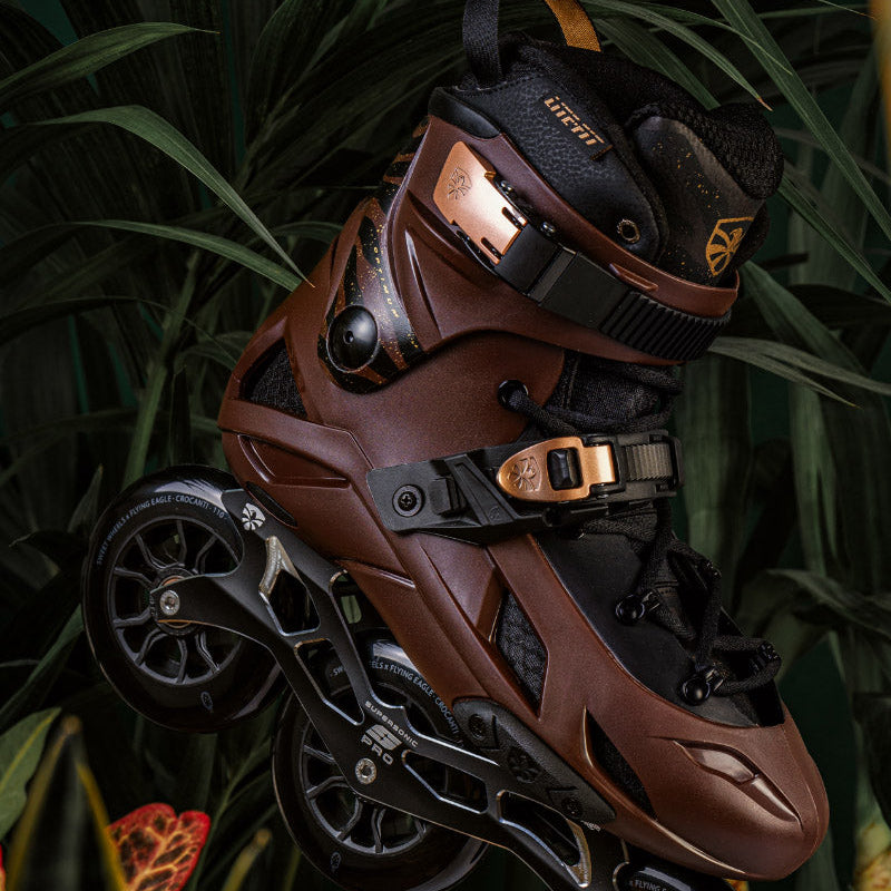 FlyingEagle OPTIMUM TRI brown urban skates equipped with aluminum frame and ABEC 9 bearings
