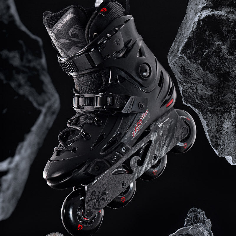 Flying Eagle Eclipse black inline skate in dark