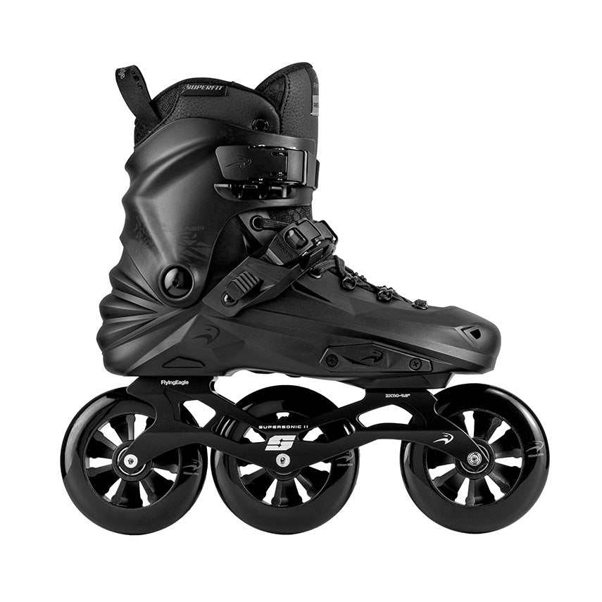 FlyingEagle  ReaverProT110 X7T Black inline urban hardboot triskate with 3x110mm 85A wheels