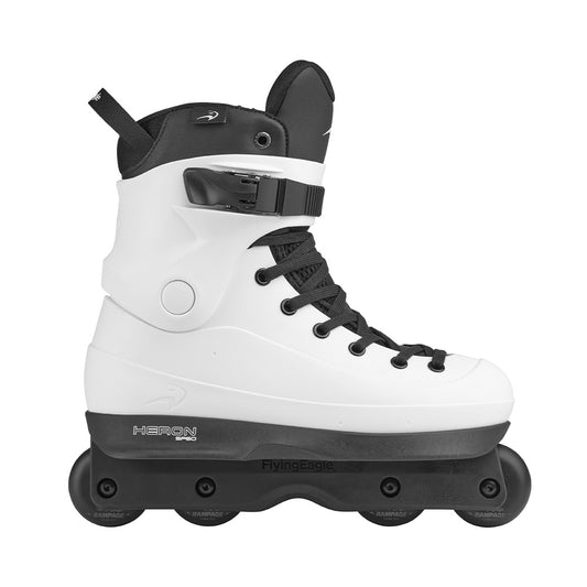 Flying Eagle HERON SF60 White aggressive inline skates, 4 wheels hard boot shell, one piece Soulframe, front view