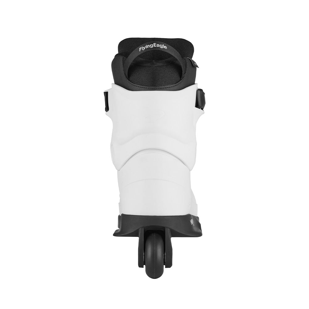 Flying Eagle HERON SF60 White aggressive skates with flush bottom Soulframe, hardness 70 hard boot, back view