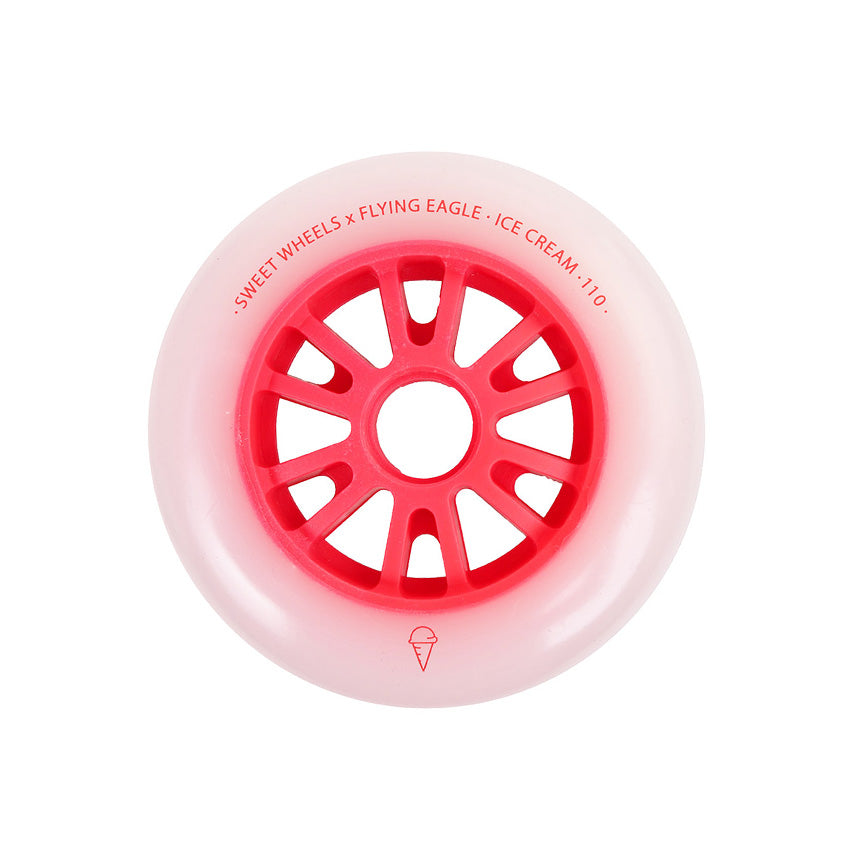 FlyingEagle ICE CREAM premium urethane skate wheel red shiny bullet profile soft grip smooth long durable slide