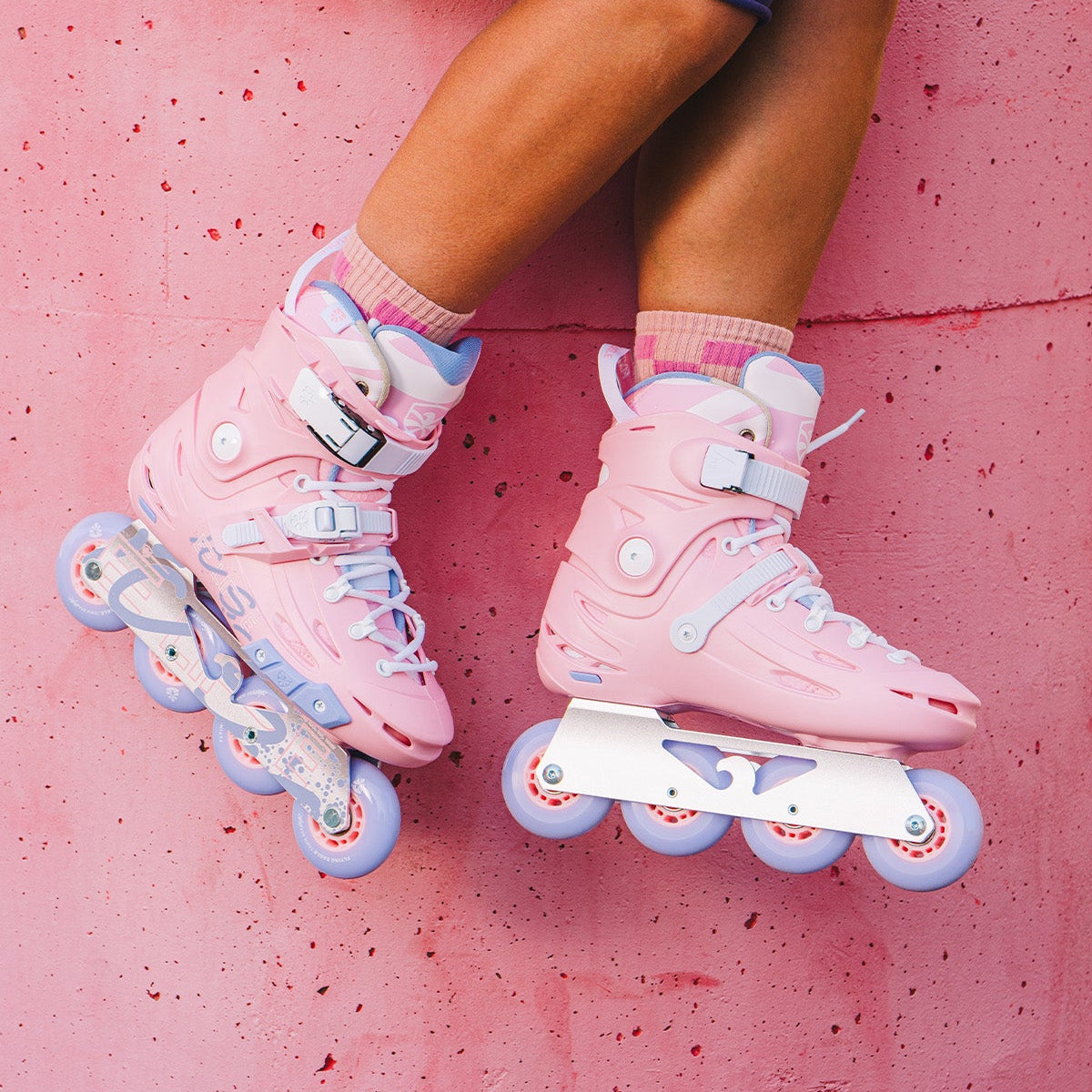 Person wearing Flying Eagle Eclipse pink inline skate