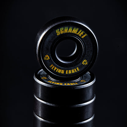 High-end FlyingEagle SCRAMJET black bearings, minimal rolling resistance to keep speed steady for hours