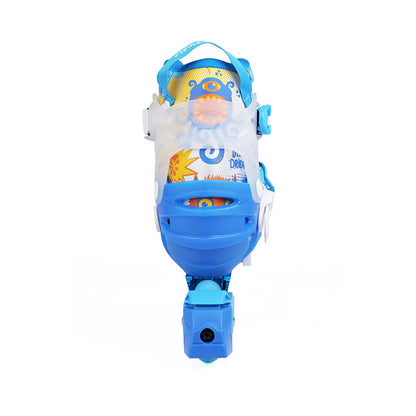 Back view blue FlyingEagle L6 Lumos kid inline skates offering exceptional comfortable skating experience