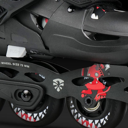 FlyingEagle L6 Lumos black inline skates with CNC-machined aluminum frame