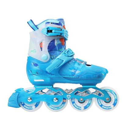 FlyingEagle LUMAFLY blue kid inline skates eye-catching LED wheel for freestyle and urban skating